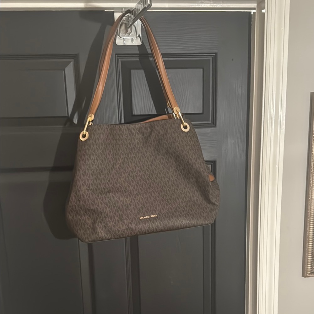 Michael Kors Kensington Brown Shoulder Bag with Gold Hardware